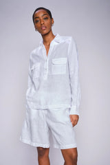 MMENNA LINEN POCKET BLOUSE