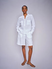 MMENNA LINEN POCKET BLOUSE