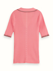 RIB COLLARED KNITTED TEE
