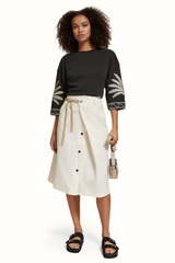 WRAP FRONT MIDI SKIRT