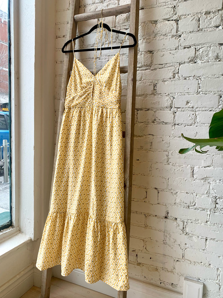 YELLOW DRESS WITH BLUE DOTS