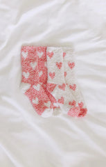 2 PACK PLUSH HEART SOCKS VANILLA ICE