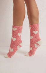 2 PACK PLUSH HEART SOCKS VANILLA ICE