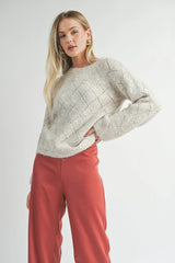 IRISHA DIAMOND POINTELLE SWEATER