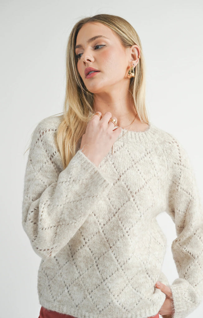 IRISHA DIAMOND POINTELLE SWEATER