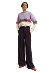 PLEATED HIGH RISE WIDE LEG GABARDINE PANT