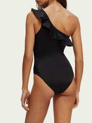 One shoulder ruffle swimsuit