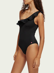 One shoulder ruffle swimsuit