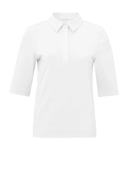 FINE RIB JERSEY POLO TOP