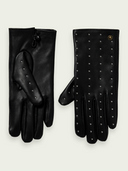 Leather gloves with studs