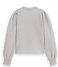 Zipped neck puffed sleeved sweater