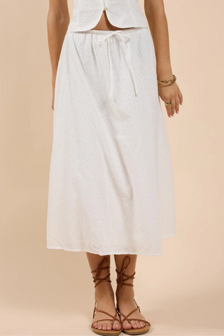 SUNDREAM EYELET DRAWSTRING MAXI SKIRT