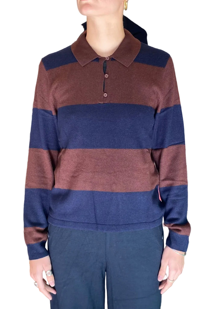 LEONOR STRIPED POLO SWEATER