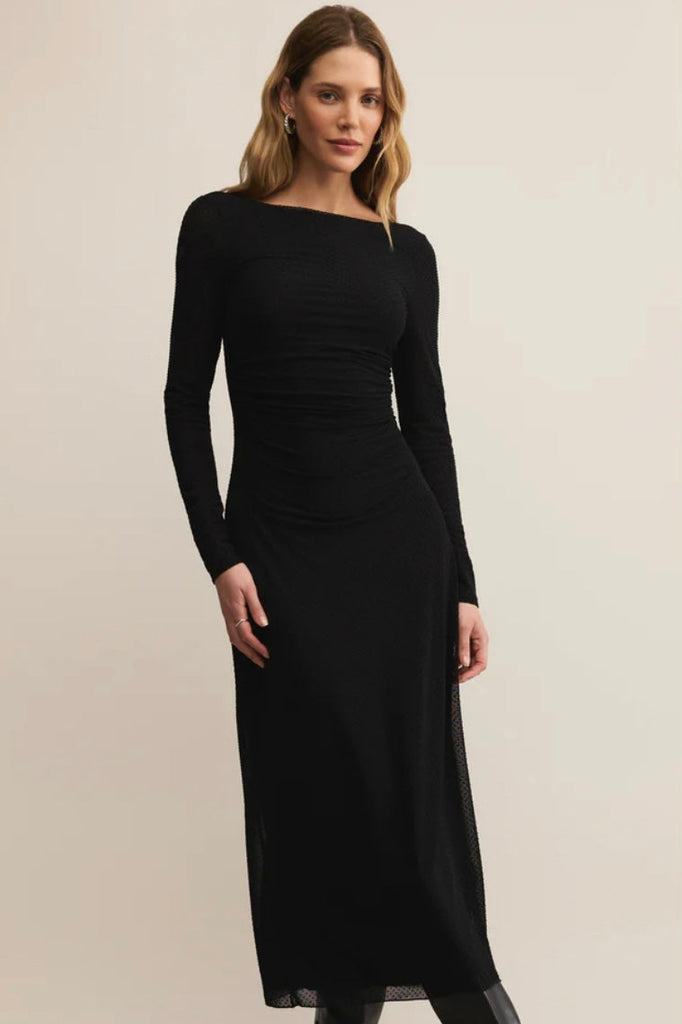 MESH MIDI DRESS BLACK