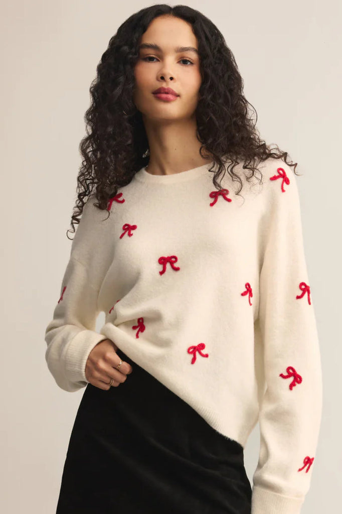 RIBBON SWEATER WHITE