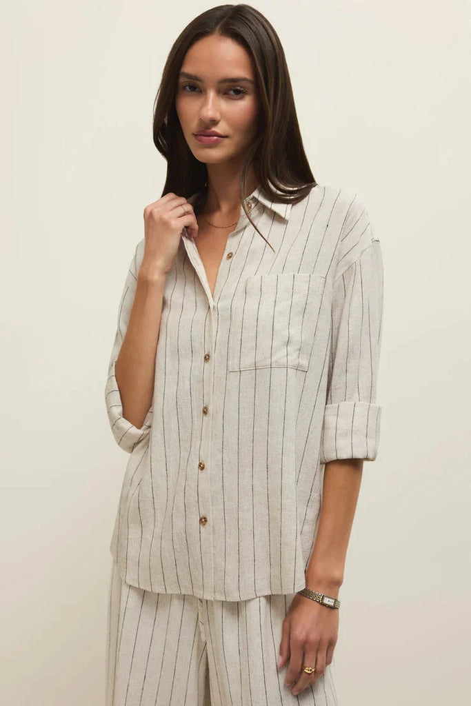ALFIE STRIPED BUTTON UP TOP