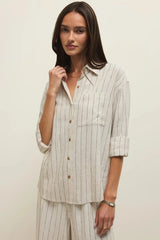 ALFIE STRIPED BUTTON UP TOP