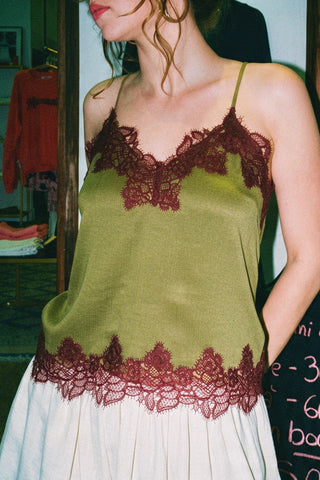 VANESSA SATIN LACE TRIM TOP