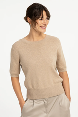 SHORT SLEEVE SWEATER OPEN BACK