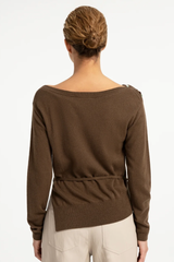 BOATNECK SWEATER WITH BUTTONS