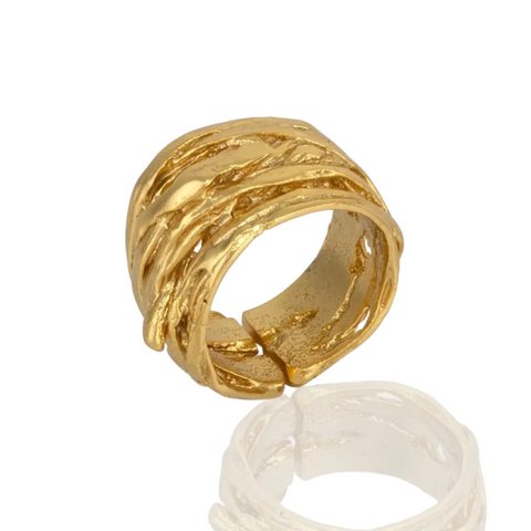 GOLD TEXTURED STATEMENT RING
