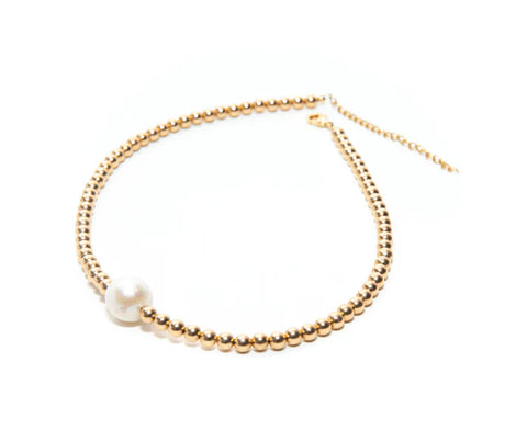 Gold Pearl Choker Necklace