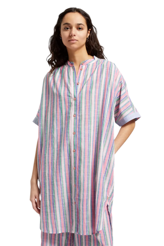 STRIPED OVERSIZED BEACH SHIRT DRESS