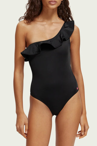 One shoulder ruffle swimsuit