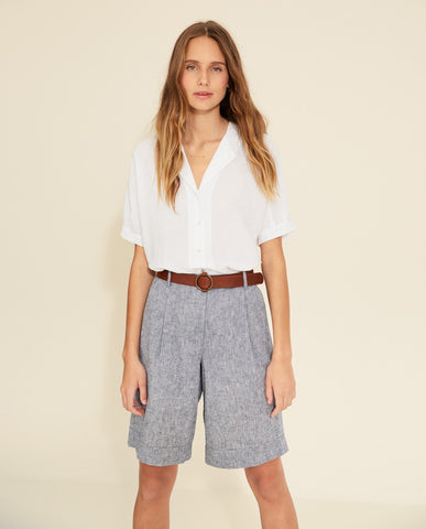 Bi-material japanese sleeved shirt