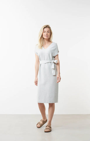 Rib stitch V-neck knitted dress with straps