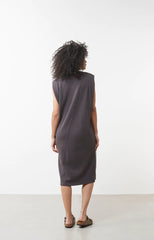 Sleeveless jersey dress with shoulder detail and slit