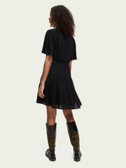 Midi- length paneled dress with gathering details