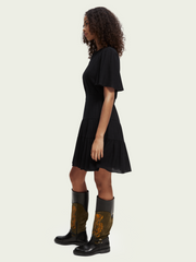 Midi- length paneled dress with gathering details