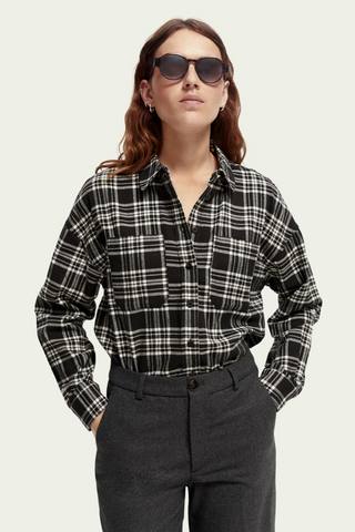 Checked flannel boxy shirt