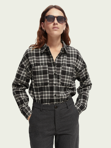 Checked flannel boxy shirt